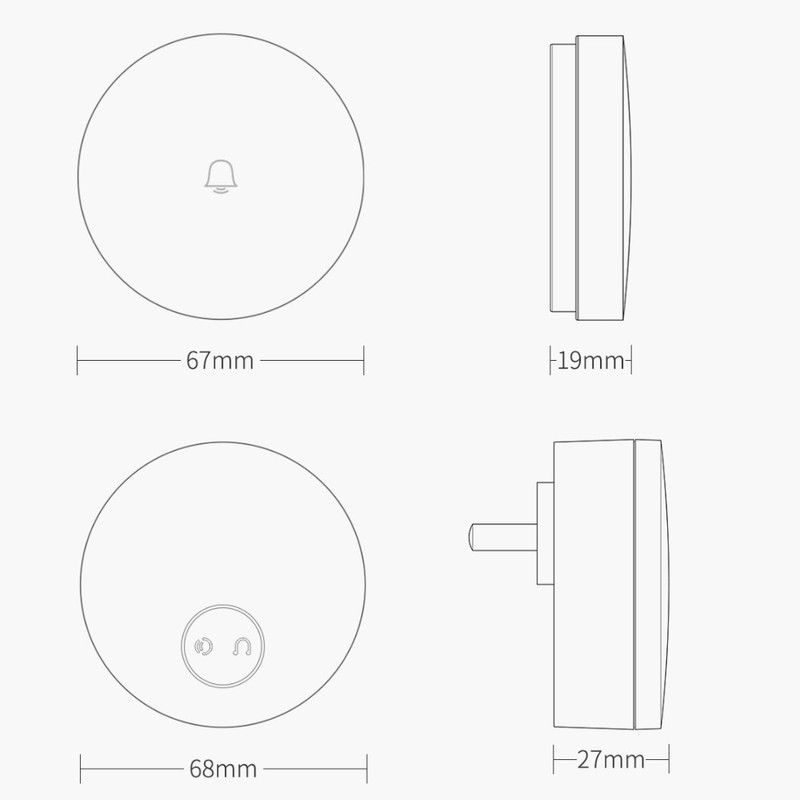 Wireless Doorbell Set Self Powered Doorbell with 36 Ringtones and