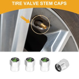 Partuto 4 Pcs Finger Pattern Tire Valve Stem Caps for Car Tyre Valve Dust Covers Decorative Aluminum Alloy Rubber Silver Tone Green 8x12mm
