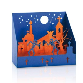 | PopUp Desplegable Decorativo de Cartulina Recortada a Laser | Tema Escena Panteón | Decoración Souvenir Recuerdo de México