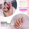 MOTIBACK 24pcs Press on Nails,Long Almond False Nails with French