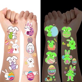 Easter Tattoo Easter Gifts Children, 15 Sheets Luminous Easter Eggs Tattoo, Small Gifts for Children, Easter Party Bag Toy