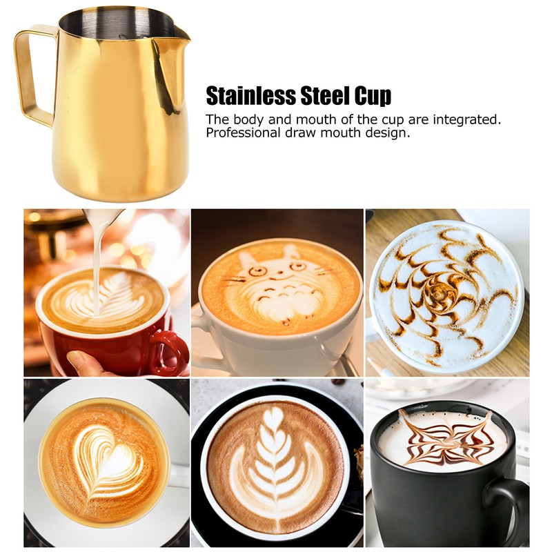380ML Coffee Pitcher Cup Bright Gold Stainless Steel Coffee Milk