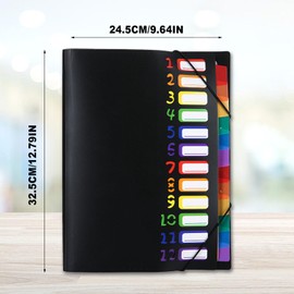 Pack of 2 A4 Document Folders, A4 Expanding Folder, Folder Organiser, Economy Folder, Portable Expanding Folder with 12 Compartments, Desk Folder with Elastic Band, Waterproof, for School, Office
