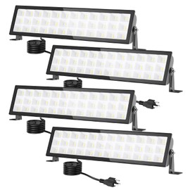 4pack Shop Lights,100w Led Shop Light,14000lm Super Bright Plug In Garage Lighting,IP66 Waterproof Work Lights For Workshop,4.92ft Power Cord And On/Off Switch,6500k Outdoor Flood Light For Warehouse