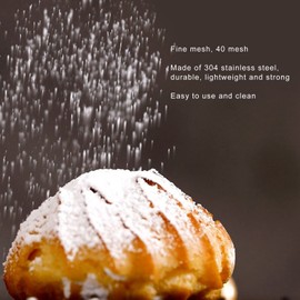 Small Tamis, Stainless Steel Round Mini Flour Sifter with 40 Mesh and Long Handle Small Professional Portable Fine Mesh Sieve for Baking, Powder, Matcha Powder, Sugar, Home, Bakeries(2.5 Inch)