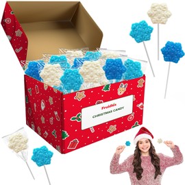 Fruidles Christmas Snowflake Candy Lollipop, Fruit-Flavored Chewables Party Favors 12-Pack