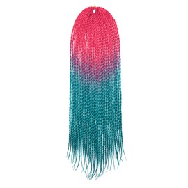 24Inch 2X Box Braids Crochet Braids Mambo Twist Braiding Hair 30 Roots Synthetic Box Braids Brading Hair Extensions 3 Pack Peach to Lake Blue