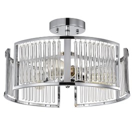 Chloe Lighting Frey Transitional 3 Light Chrome Semi-Flush Ceiling Fixture 16" Wide
