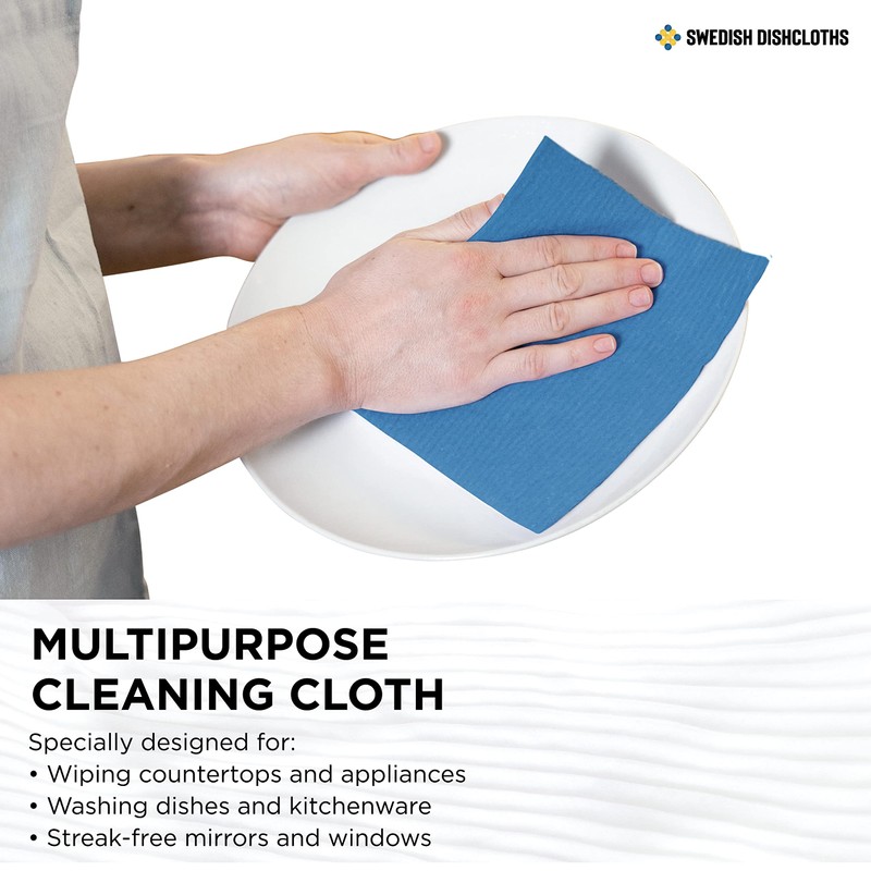 Swedish Dishcloths - 10 Pack Absorbent, Reusable, & Washable Hand