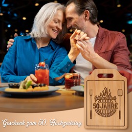 Giftasy Golden Wedding Gifts - Engraved Bamboo Chopping Board, Golden Wedding, 50th Wedding Anniversary Gifts for Women Men Couples, Wedding Gifts