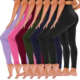 TNNZEET 7 Pack Leggings for Women - High Waisted Yoga Pants with Pockets Black Leggings Women Full Length & Capri