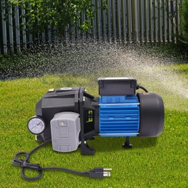 1HP Shallow Well Pump, Portable Cast Iron Jet Water Pump - Max Head 183.7FT, Water Pressure Booster Pumps With Pressure Switch for Irrigation, Sprinkling- Depth up to 82ft