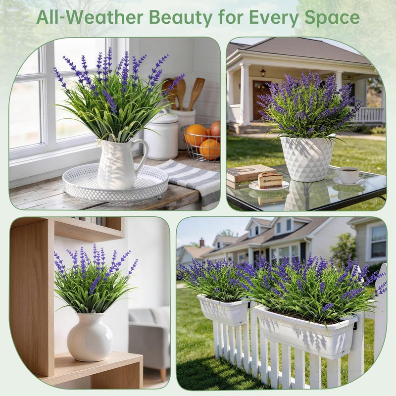15 Bundles Artificial Plants & Flowers UV Resistant No-Fade, Purple