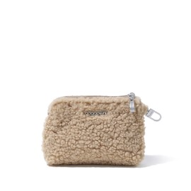Baggallini Womens On The Go Daily RFID Pouch, Taupe Faux Shearling