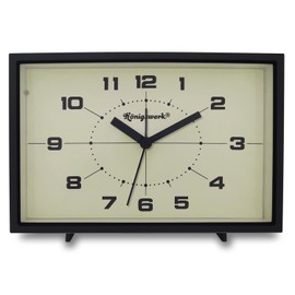 Königswerk Analog Alarm Clock, 6 inch Silent Non Ticking Small Clock with Night Light, Battery Operated Simply Design for Bedroom, Bedside, Living Room, Room Decor, Desk, Table (Black)