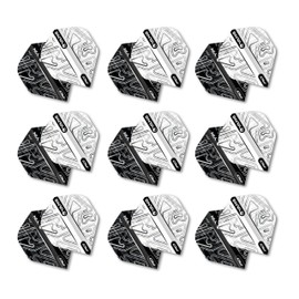 RED DRAGON Yin Yang Double Sided White & Black Standard Dart Flights 3 Sets Per Pack (9 Dart Flights in total)