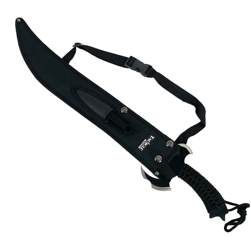 27" Scimitar Style Black Tactical Fixed Blade Machete With 2