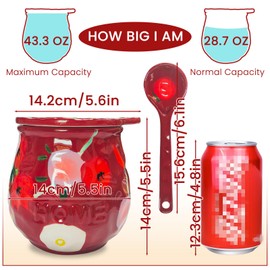 Gnlnkn Ceramic Food Storage Container, Countertop Storage Jar, 43 Oz Coffee Jar Ceramic Jar With Lid And Spoon For Storing Food Tea, Beans, Nuts, Cookies - Red