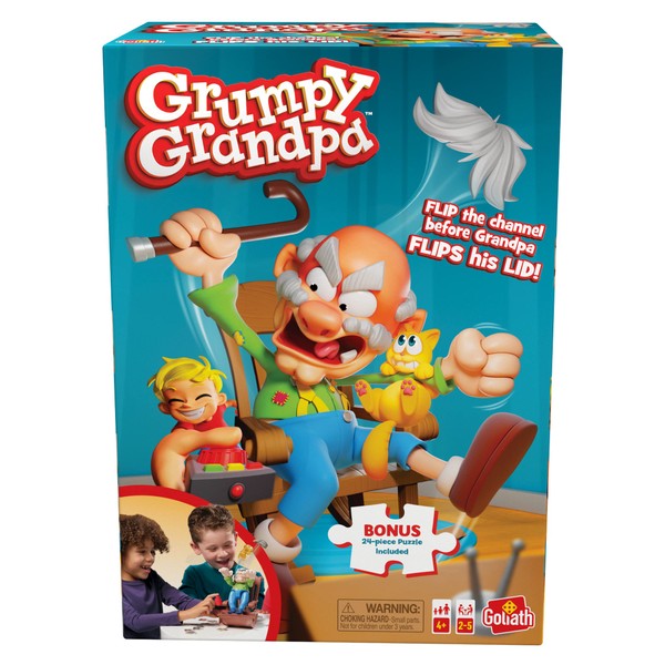 Goliath Grumpy Grandpa Game - Flip The Channel Before Grandpa Flips His Lid - Ages 4 and Up, 2-5 Players - Includes a 24-Piece Puzzle