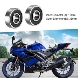 A ABSOPRO Ball Bearing 6201-2RS 12x32x10mm Double Sealed Bearing (Set of 2)