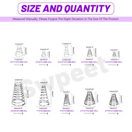 Swpeet 123Pcs 10 Sizes 0.3/0.5/0.7/0.8/1 Stainless Steel Conical Spring Taper Spring Assortment Kit, Metal Tower Springs Conical Springs, Small Compression Springs for Repair