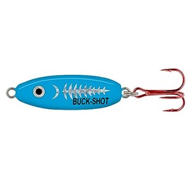 Northland Fishing Tackle Buck-Shot Ice Fishing Rattle Spoon, Super-Glo Exo Blue, 1/4 Oz, 1/Cd