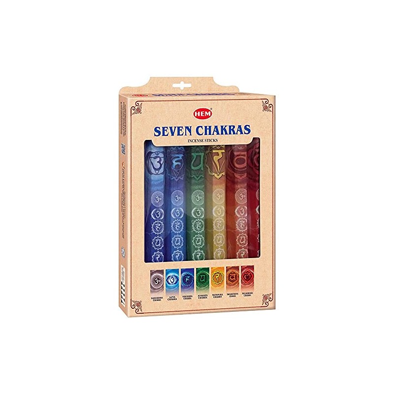 Seven Chakra Incense Sticks, 7 Pack x 20 Sticks =
