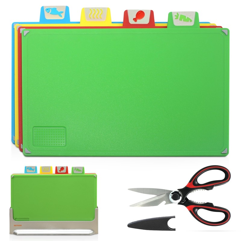 EZTICO Cutting Board Set: 4-Piece Color-Coded, Non-Slip, BPA-Free, Perfect kitchen