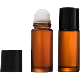 2 Pcs Clear Empty Glass Essential Oil Roller Bottles Vials Containers Refillable Roll-on Bottles with Funnel 30ML Refillable Cosmetic Containers Roller Bottles Roller Balls for Essential Oils (Brown)