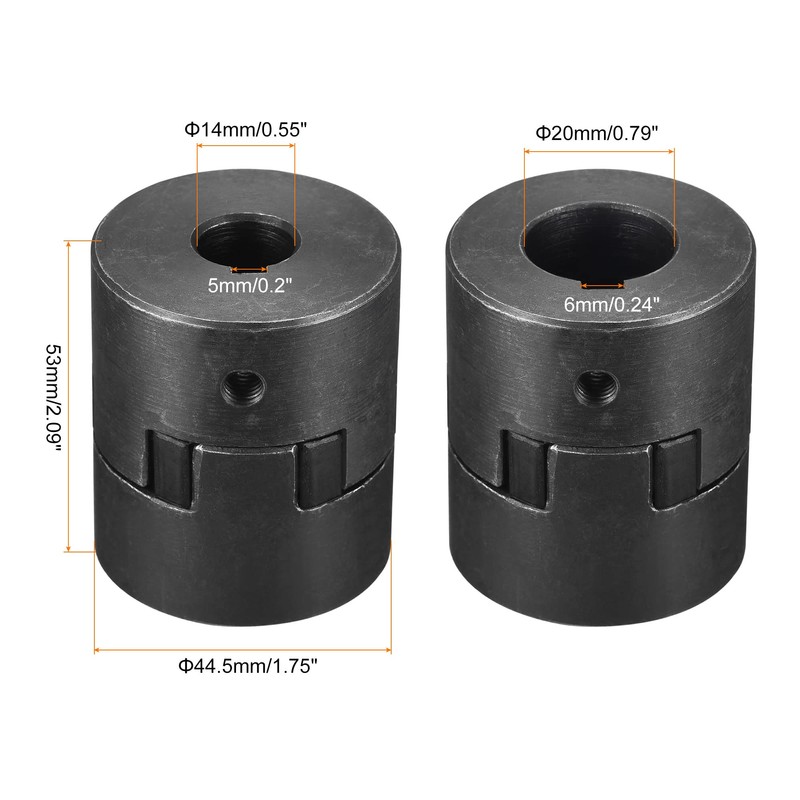 sourcing map Flexible Coupling Shaft 14 mm to 20 mm