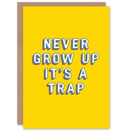 Artery8 Birthday Card Never Grow Up Trap For Child Kids Greeting Card Fun Funny Humour Joke