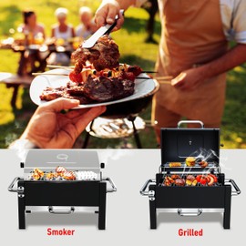 BBQCuker Portable Charcoal Grill,Heavy-Duty Stainless Steel Small BBQ Grill with Double-Layer Insulation Design,170 Sq. In. cooking Area,Tabletop Grill with Travel Bag for Outdoor Camping and Picnic