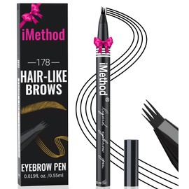 iMethod Eyebrow Pen - Eyebrow Pencil with Micro 4-Fork Tip, Microblading Eyebrow Pen for Natural Hair-Like Brows, Long-Lasting Eye Brow Pencils for Women, Smudge-proof, Black