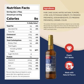 Torani Coffee Syrup, Classic Caramel Flavored Syrup for Drinks, Pump Included, 25.4 Fl Oz