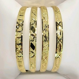 4 Set Gold Filled Ladies Bangles Bracelets Pulsera Oro Laminado Bangle Fashion Bracelet - Color: Gold, Size: # 3