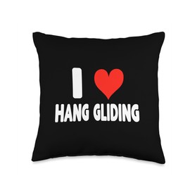 Hang Gliding for Men Women Kids Youth by RJ I Love Hang Gliding-Heart Cute Funny Glider Fly Throw Pillow, 16x16, Multicolor