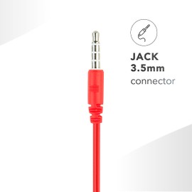 Music Sound | Wired Headphones Fullcolor Intra-auriculaires | In-Ear Stereo Headphones with Cable and Built-in Microphone - 3.5mm Jack - 1.2m Anti-Tangle Cable - Red