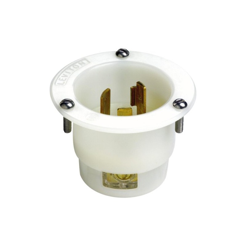 Leviton 20 Amp, 250 Volt, Flanged Inlet Locking Receptacle, Industrial