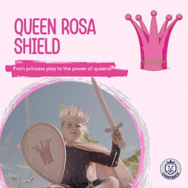 Liontouch - Queen Rosa Shield for Girls - Age 3-8 Years | Pink Pretend Play Foam Toy for Children & Toddlers in Medieval Style | Safe Battle Accessory for Dress Up, Cosplay & Royal Costumes
