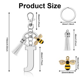 Ximalun Initial A-Z Keyring Alphabet Letter Keyring for Women Initial Letter Keyring Initial Letter Pendant with Key Ring Letter Keyring Charm for Purse Bag Backpack