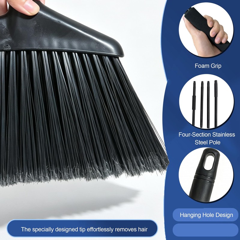 Angle Broom Heavy Duty Broom for Indoor Outdoor Clean(Black&Yellow)