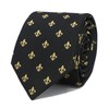 MENDEPOT Gold Fleur De Lis Pattern Black Necktie With Box