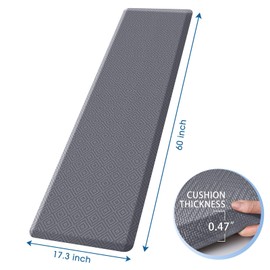 Mattitude Kitchen Mat Cushioned Anti-Fatigue Floor Mat Waterproof Non-Slip Mats and Rugs Standing and Comfort Desk Mats for House Sink Office Laundry (Light Grey, 17.3"x60")
