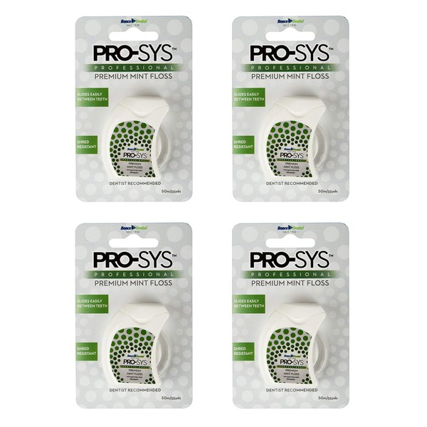 PRO-SYS Premium Mint Dental Floss; 4 Pack of Dental Floss (220 Yards Total)