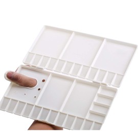 XUNQUCOM Watercolor Palette Folding Paint Tray Plastic Watercolor Palette with Thumbhole 33 Wells for Watercolor,Gouache, Acrylic and Oil Paint (1)