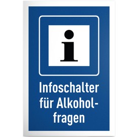 DankeDir! Infoschalter Alkoholfragen Sign 30 x 20 cm - Birthday Gift Idea Party Decoration Funny Birthday Decoration - Hen Party Gift Alcohol Party Club Home Colleagues Friends Cellar Bar