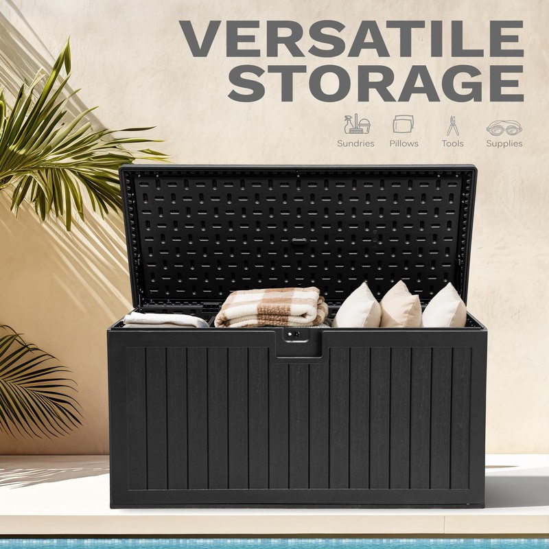 DWVO 150 Gallon Double-Wall Deck Box, XL Large Resin Outdoor