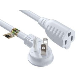 CableLeader Light Gray 1ft Ultra Low Profile Power Extension Cord Cable NEMA 5-15P to NEMA 5-15R, UL Listed