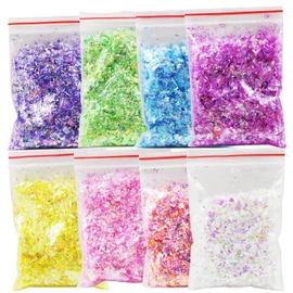 Juego de 8 pegatinas irregulares de lentejuelas iridiscentes para arte de uñas, resina, cuerpo, decoración de cara (Multicolor-B)