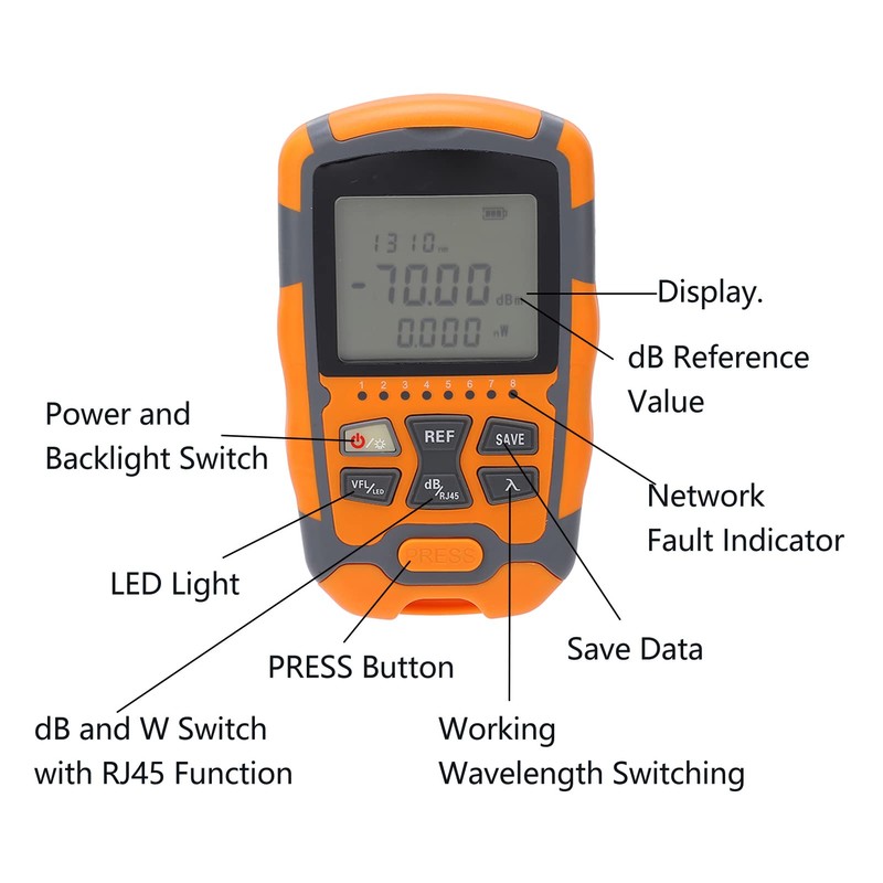 Optical Power Meter Fiber Tester,Portable Optical Multimeter Multi-Function Fiber Optic